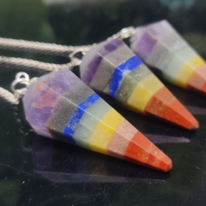 Bulk Seven Chakra Pendulum | Seven Chakra Banded Pendulum | Wholesale Crystal Pendulum | Gemstone pendulum | Energy healing | Sacred Chakra