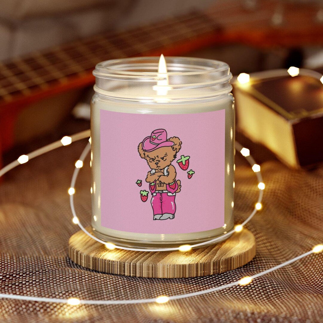 Harry Styles Scented Candle, Pink Harry Bear, Coconut Apricot Wax,