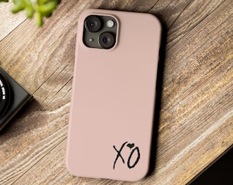 XO Aesthetic Phone Case | Minimalist Pink Cover with Heart Design, RNB Music Vibes iPhone Case, Cute Gift for Her