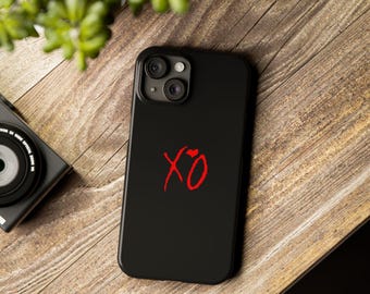 XO Red and Black Phone Case | Minimalist Aesthetic Cover, Bold Heart Design, Music Vibe iPhone Case, Fan Gift Idea