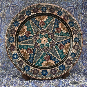 Handmade Copper Wall Plate, Turkish Plate, Colorful Tray, Suitable for Wall Hanging, Decorative Tray, Gift for Home, Living Room Wall Decor