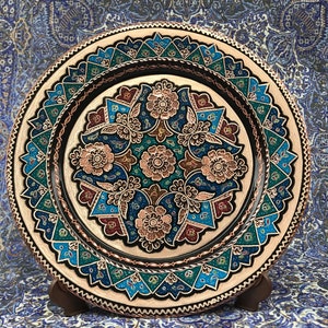 Boho Service Tray for Table Decor, Handmade Plate,Copper Wall Hanging, Kitchen Decor, Unique Serving Tray, Large Copper Plate, Copper Dish