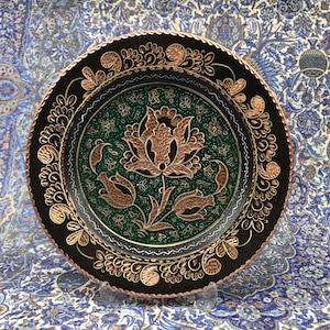 Handmade Copper Decor, Colorful Wall Hanging, Copper Wall Decor,  Engraved Tray, Wall Plate, Decorative Plates, Copper Tray, Gift for Home