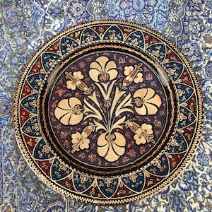 Handmade Copper Floral Tray, Floral Wall Decor, Full Handmade Turkish Plate, Unique Decoration, Decorative Gift for Home, Copper Wall Art