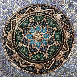 Handmade Tray, Wall Tapestry, Wall Hanging Decor,  Turkish Plate, Unique Decoration, Decorative Gift for Home, Hanging Wall Art, Wall Plate
