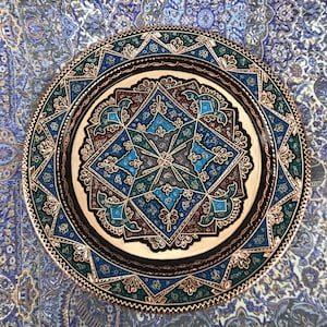 Handmade Turkish Plate,  Coffee Tray,  Suitable for Wall or Table Decor, Hand Painted for Unique Decorations, Bohemian Tray, Gift for Home