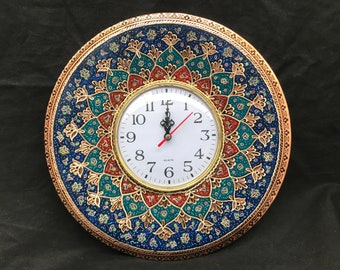Unique Design Hand Made Round Clock,Special Wall Decor, Decorative Wall Clock Metal, Copper Clock, Metal Hanging Decor, Turkish Wall Decor