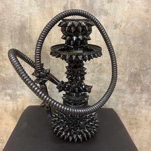 Elegant Black Smoker Gift, Hand Made Turkish Hookah, Unique Black Spike Coated Shisha, Luxury Black Home Decor, Gothic Decor, Gothic Gift