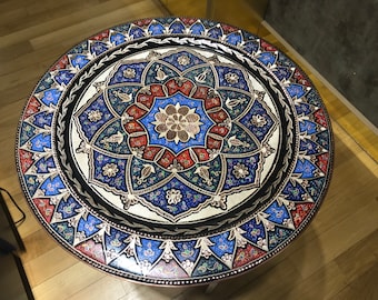 Handmade Copper Turkish Plate, Colorful Tray, Suitable for Wall Hanging, Full Handmade for Unique Decorations, Decorative Tray,Gift for Home