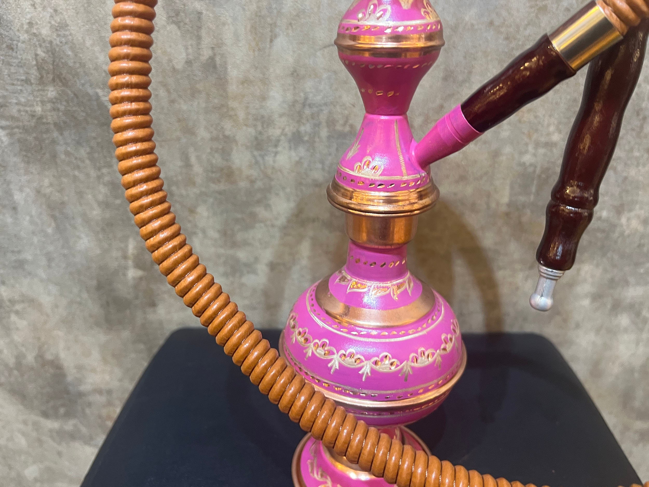 Unique Gift for Girls, Hand Painted Pink Copper Hookah Set, Unique