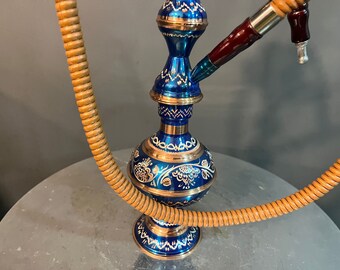 Blue Premium Hookah Set, Carved Copper Hookah,hand Engraved Shisha