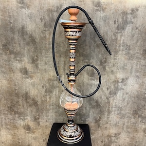Extra Large Luxury Enjoy Design Black Carved Hookah Set, Premium Design Copper Hookah, Hand Painted Luxury Gift, Elegant Black Nargile
