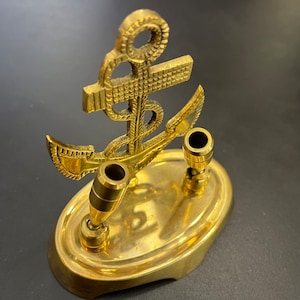 Vintage Massiver Messing Stiftehalter, Marine Dekor, Visitenkartenhalter für Schreibtisch, Einzigartiges Büro Schreibtisch Dekor, Anker Dekor Geschenk, Geschenk für Marine
