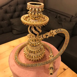 28 cm \ 11 Inc Elegant Smoker Gift, Handmade Turkish Hookah, Unique Gold Spike and Swarovski Crystals Coated Shisha, Luxury Gift for Her