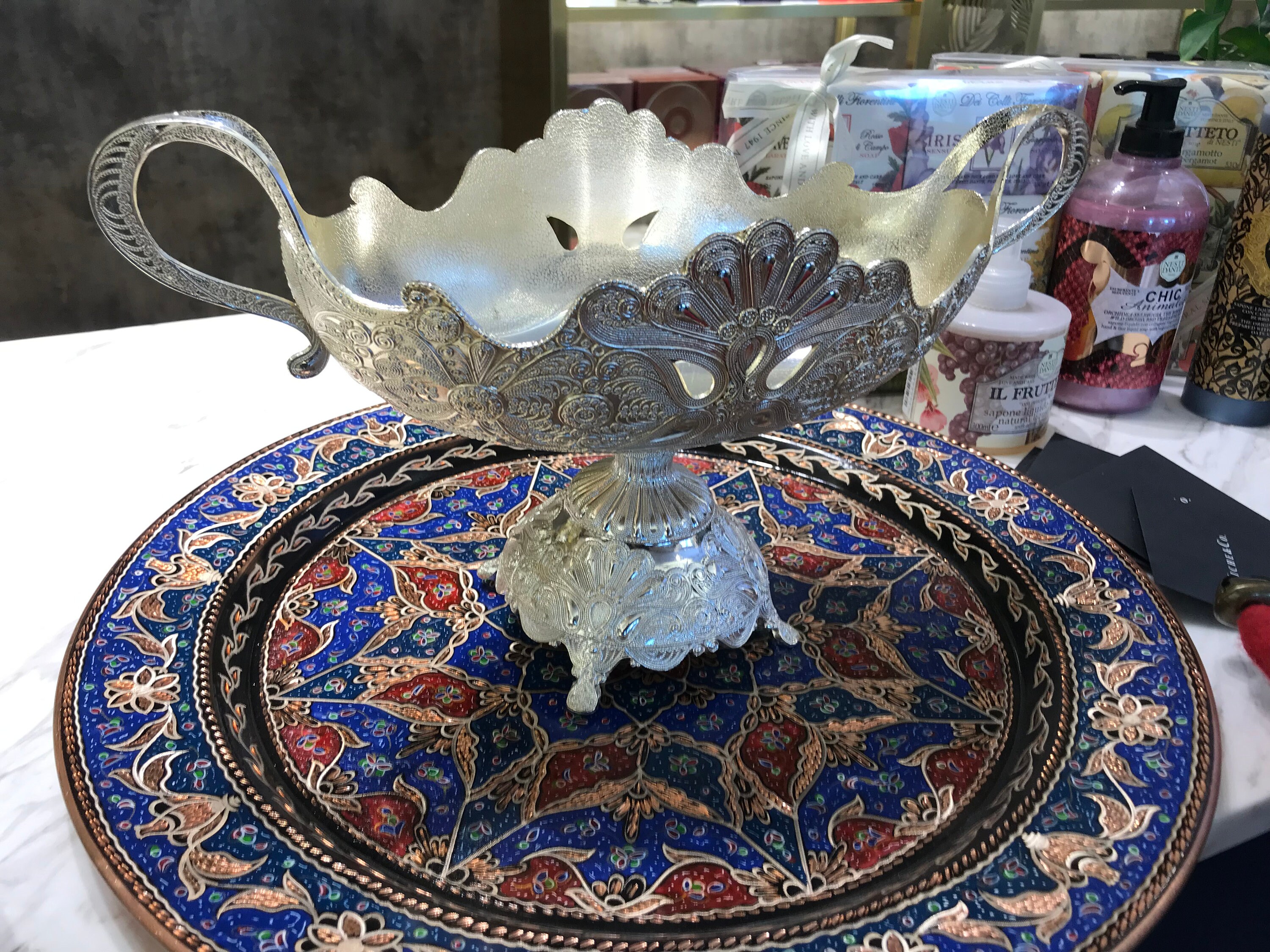 Metal Decorative Plate Vintage Engage Bowl It can be use as Etsy 日本
