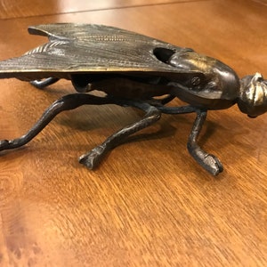 Antique Home Decor, Vintage Ashtray Fly Design,Unique Decor, Brass Ashtray with Lid, Decorative Ashtray, Gift for Smoker, Ashtray for women