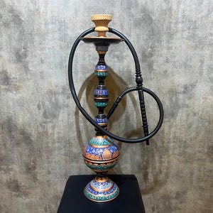 Handmade Engraved Copper Hookah Set: Turkish Shisha Pipe, Decorative Design