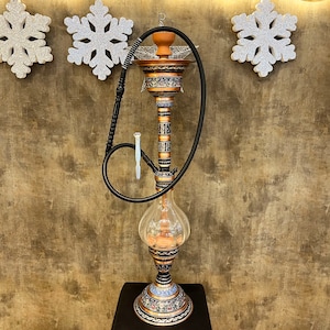 Extra Large Enjoy Design Unique Painted Handmade Hookah Set, Luxury Design Copper Hookah, Hand Carved Luxury Gift, Special Gift for Smokers