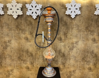 Extra groot Enjoy Design Uniek geschilderde handgemaakte waterpijpset, luxe design koperen waterpijp, handgesneden luxe cadeau, speciaal cadeau voor rokers