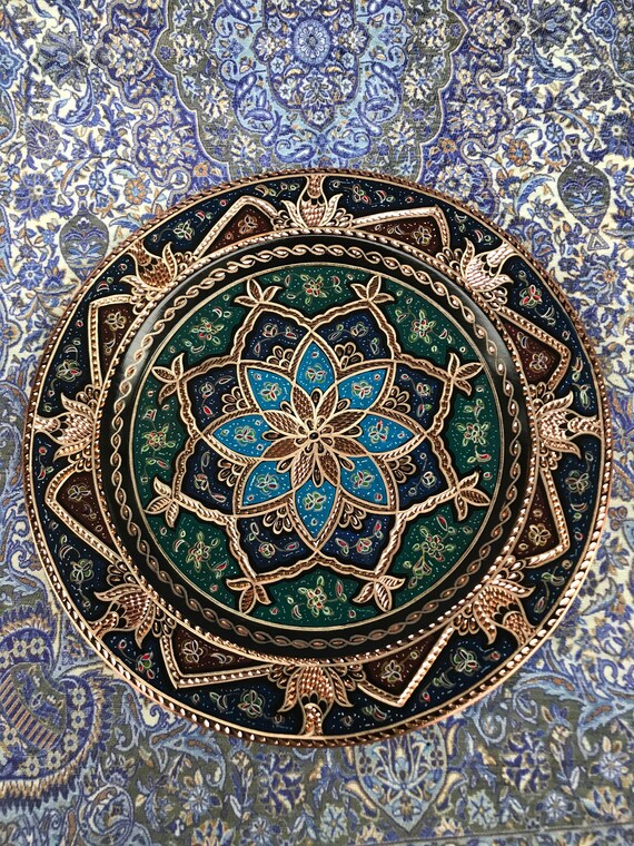 Handmade Tray, Wall Tapestry, Wall Hanging Decor,  Turkish Plate, Unique Decoration, Decorative Gift for Home, Hanging Wall Art, Wall Plate