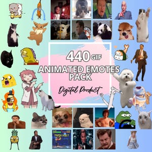 Animated Emotes Pack, Meme animated twitch emotes, YouTube, Discord, animated gifs, cat and dog meme for streaming, Discord Alerts