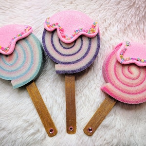 Set of three lollipops, faux lollipop, candyland, ornaments, wreath attachment, centerpieces, photo prop, party decor, faux food, candy