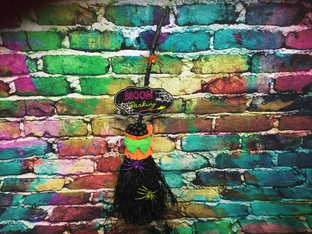 Colorful Watercolor Whimsical Cow Broom