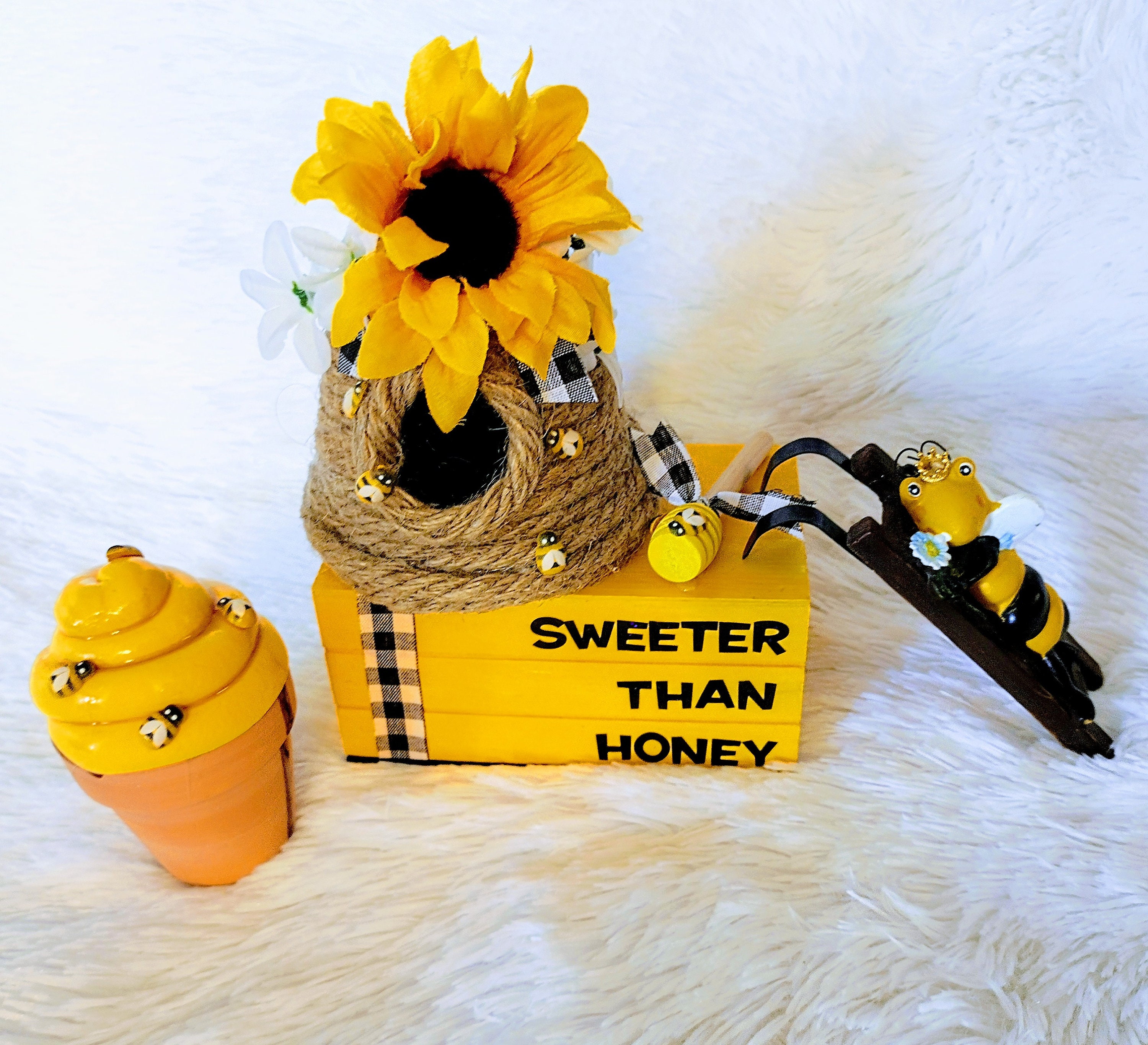 Bee Decor, Tier Tray, Stacked Book, Bee Home Decor, Tier Tray Decor