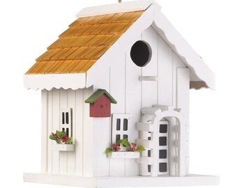 Casa de pájaros de casa de campo con encanto blanco de lujo - Etsy España Casa de pájaros de casa de campo con encanto blanco de lujo - Etsy España
