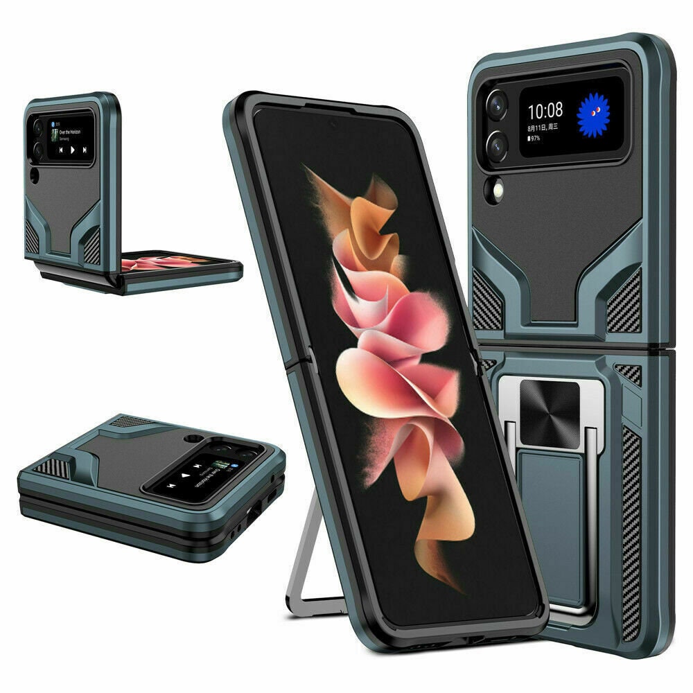 Armor Samsung Galaxy Z Flip 4 5g Case Luxury Armor Kickstand Etsy
