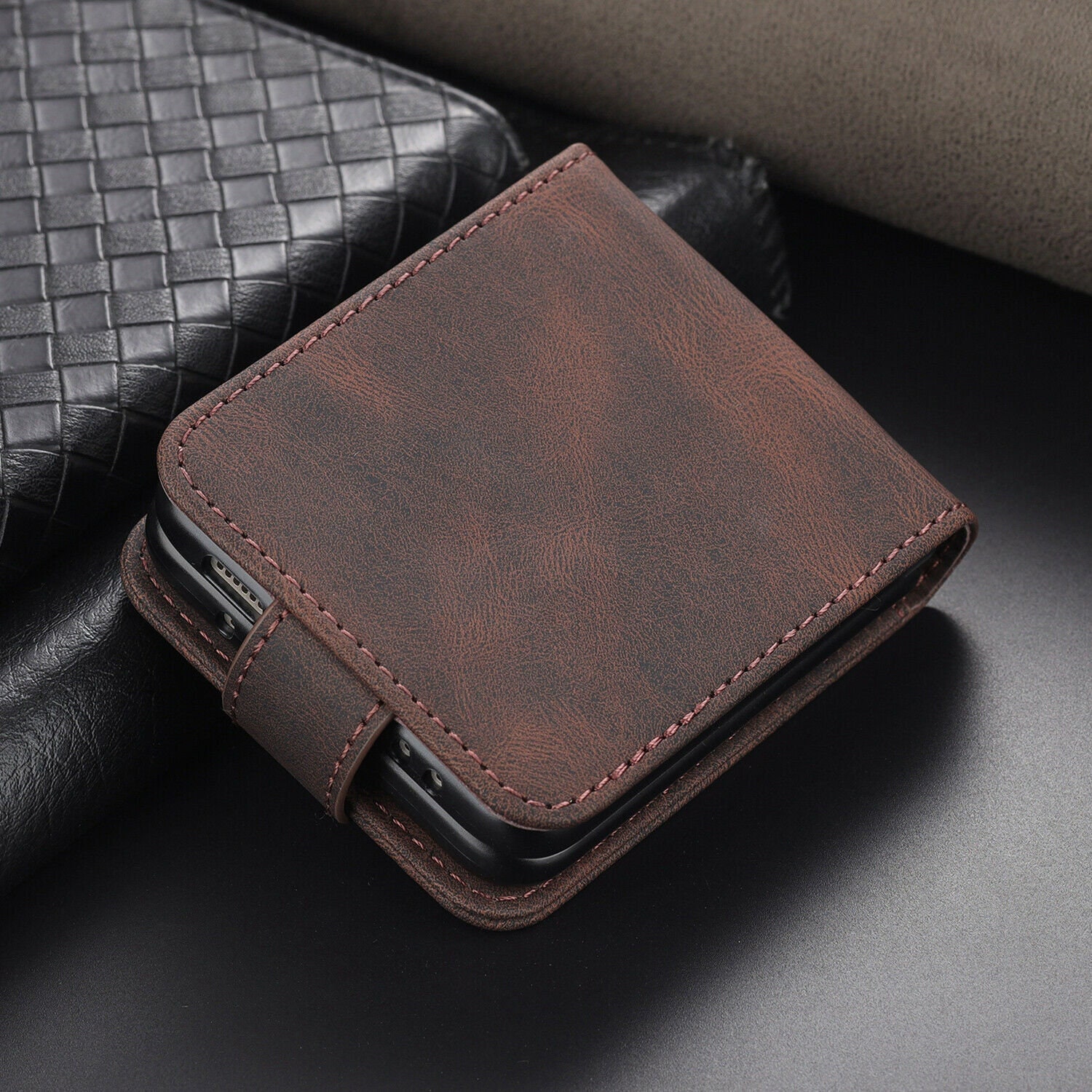 Shockproof Samsung Galaxy Z Flip 4 Case Leather Magnetic Card Etsy