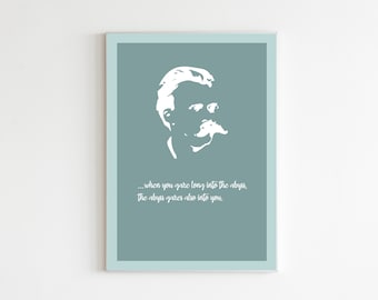 Friedrich Nietzsche Quote Wall Art | Philosophy Quote | Friedrich Nietzsche |  The Abyss | Home Decor | INSTANT DOWNLOAD | Gift