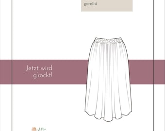 Sewing instructions for a traditional skirt with elastic waistband