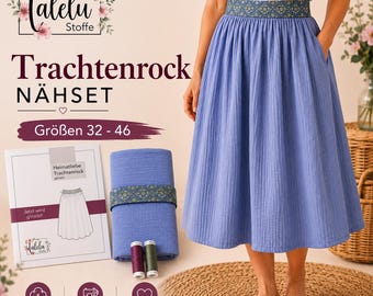 Herringbone linen traditional skirt - sewing box DIY