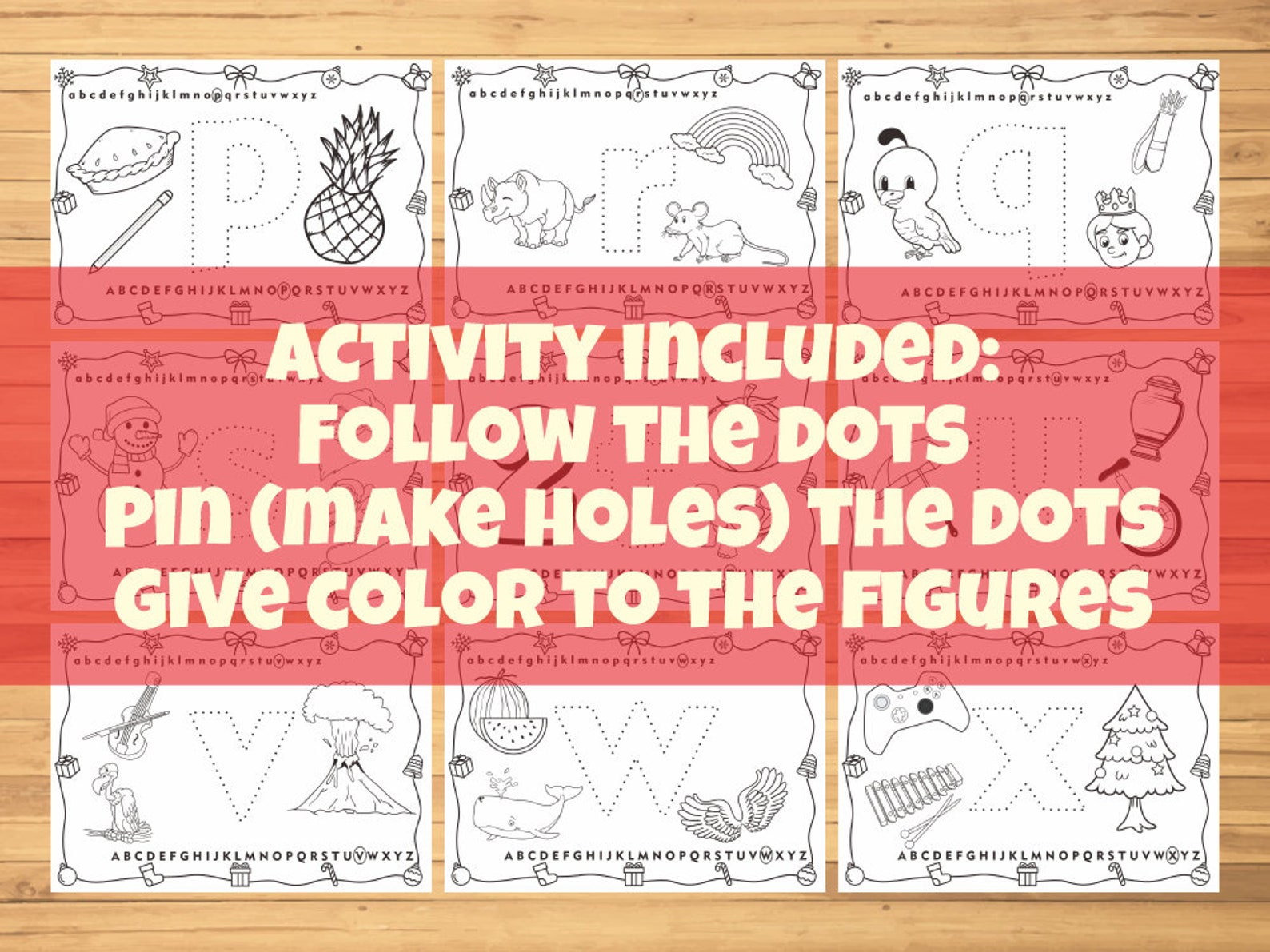 26 pages of alphabet push pin worksheet Pin It Play With Etsy