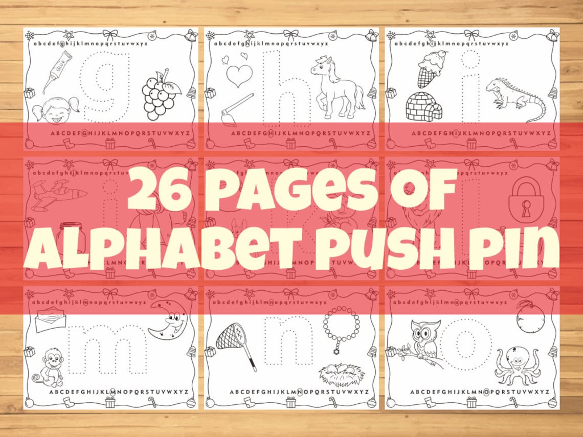 26 pages of alphabet push pin worksheet Pin It Play With Etsy