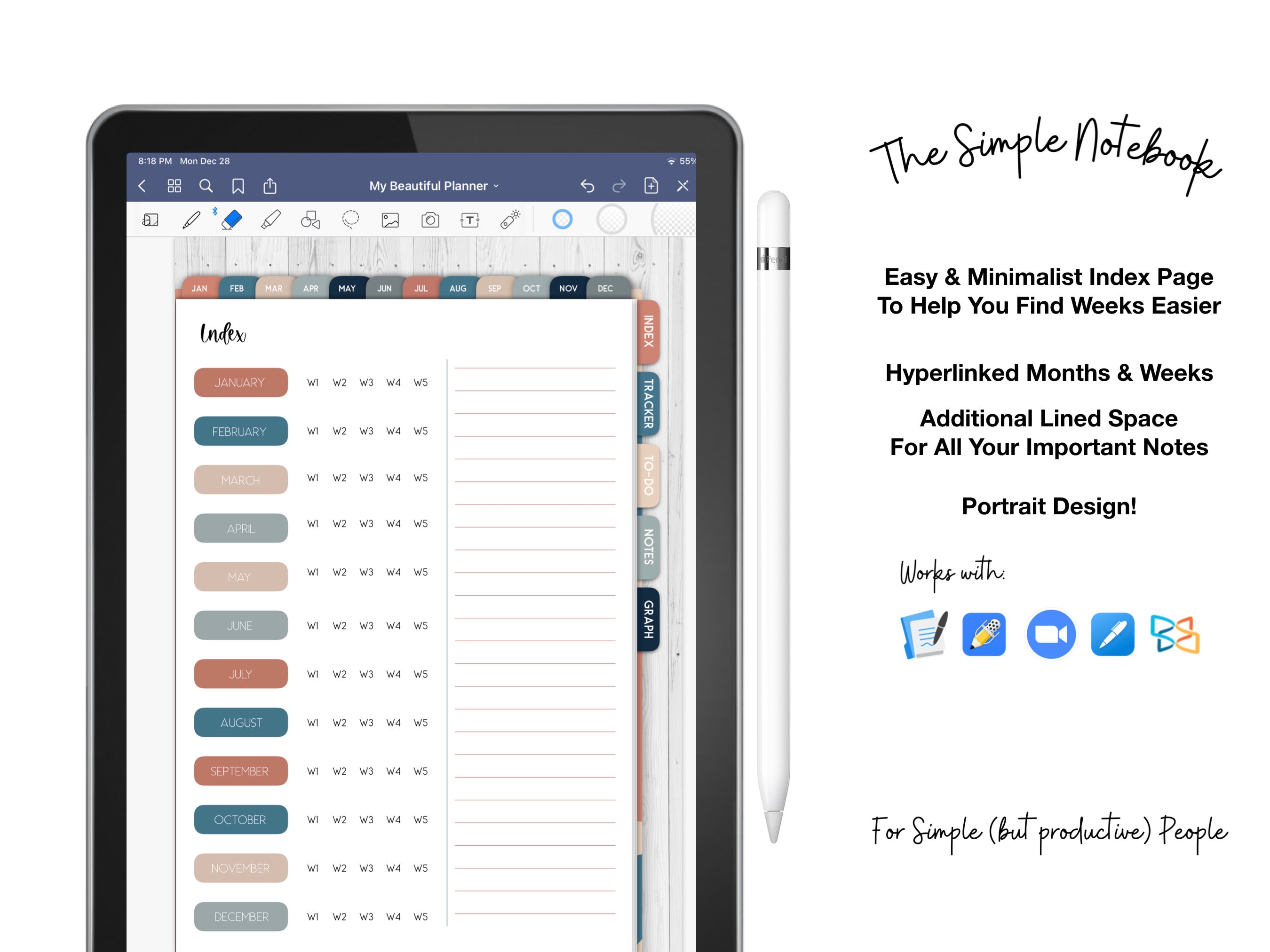Digital Planner Notebook for Goodnotes or Any PDF App with Etsy