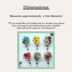 Real Pressed Flower Badge Reel, Cute Nurse Teacher Coworker Gift, Handmade Floral ID Holder, Botanical Gift, Unique Floral Office Accessory 画像 2