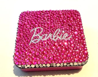 EHBO-doos met strass bling felroze: verblinde metalen kast