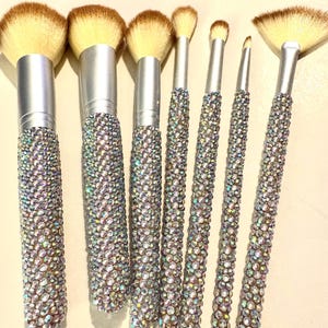 Crystal makeup brush set, bling cosmetic brushes, bedazzled makeup brushes, rhinestone eyeshadow brush,