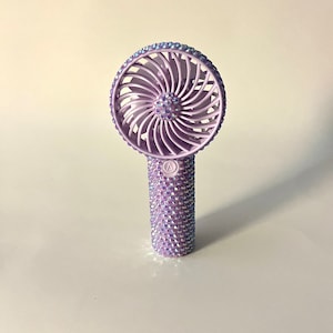 Purple bedazzled fan, rechargeable handheld fan, bling personal fan, glam portable fan, rhinestone fan,
