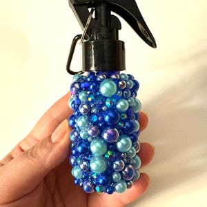 Blue pearl mini spray bottle, bedazzled spray bottle, bling spray bottle keychain, glam rhinestone spray bottle, rhinestone spray bottle