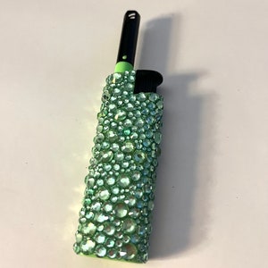 Green bling lighter, bedazzled lighter, glam lighter, refillable lighter