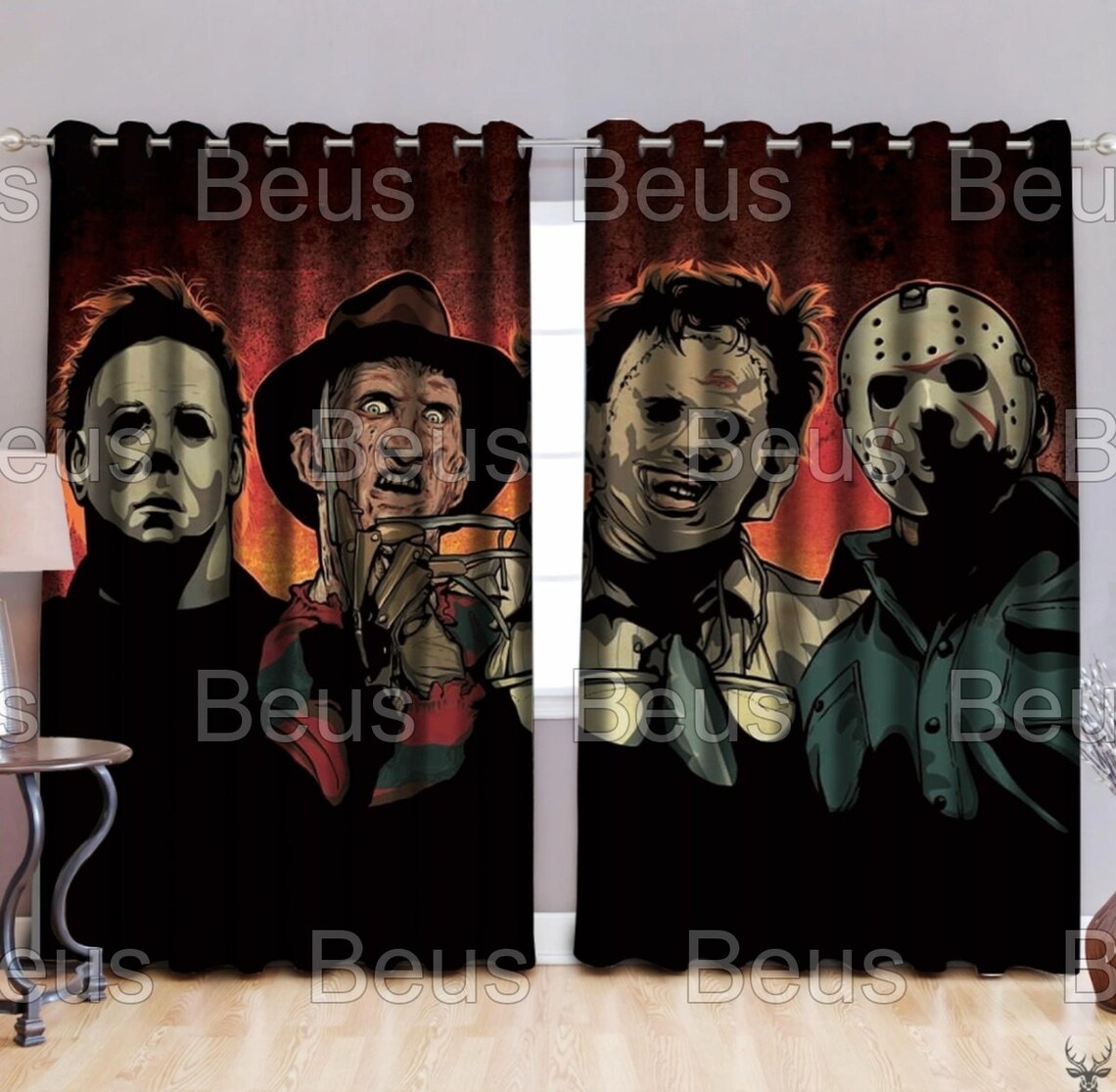 Horror Movie Window Curtains Vintage Curtains Curtains Etsy