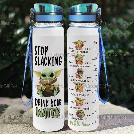 Baby Yoda Water Tracker Bottle Baby Yoda 32oz Water Bottle Etsy UK