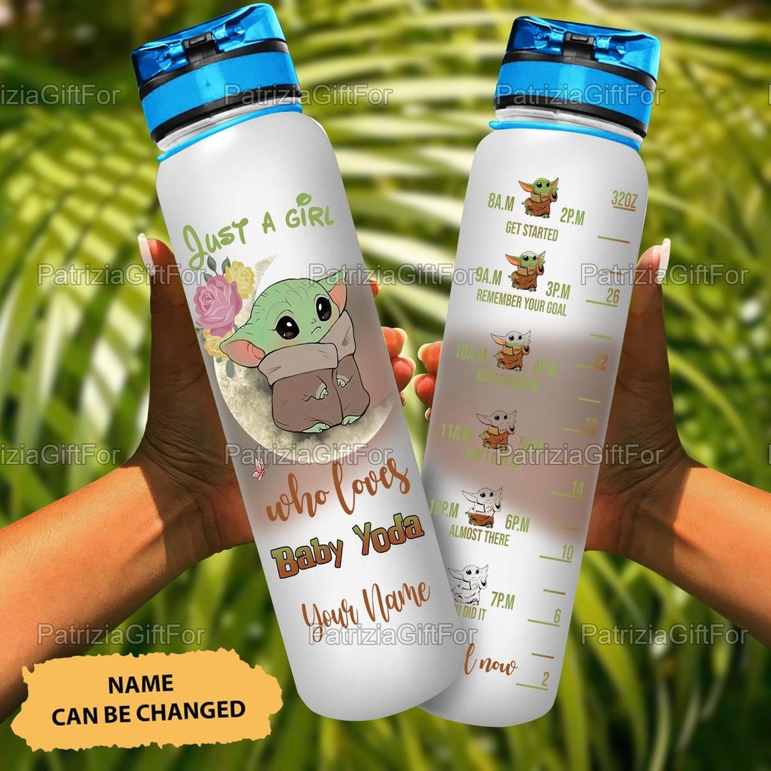 Baby Yoda Water Tracker Bottle Personalized Baby Yoda Bottle Etsy