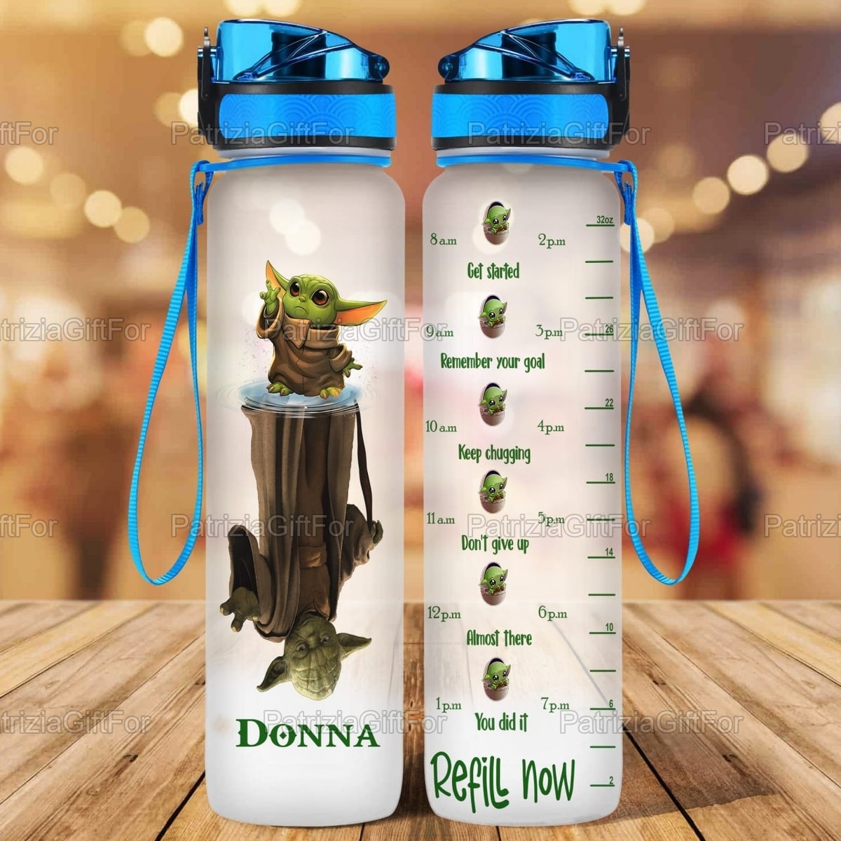 Baby Yoda Water Tracker Bottle Personalized Baby Yoda Bottle Etsy