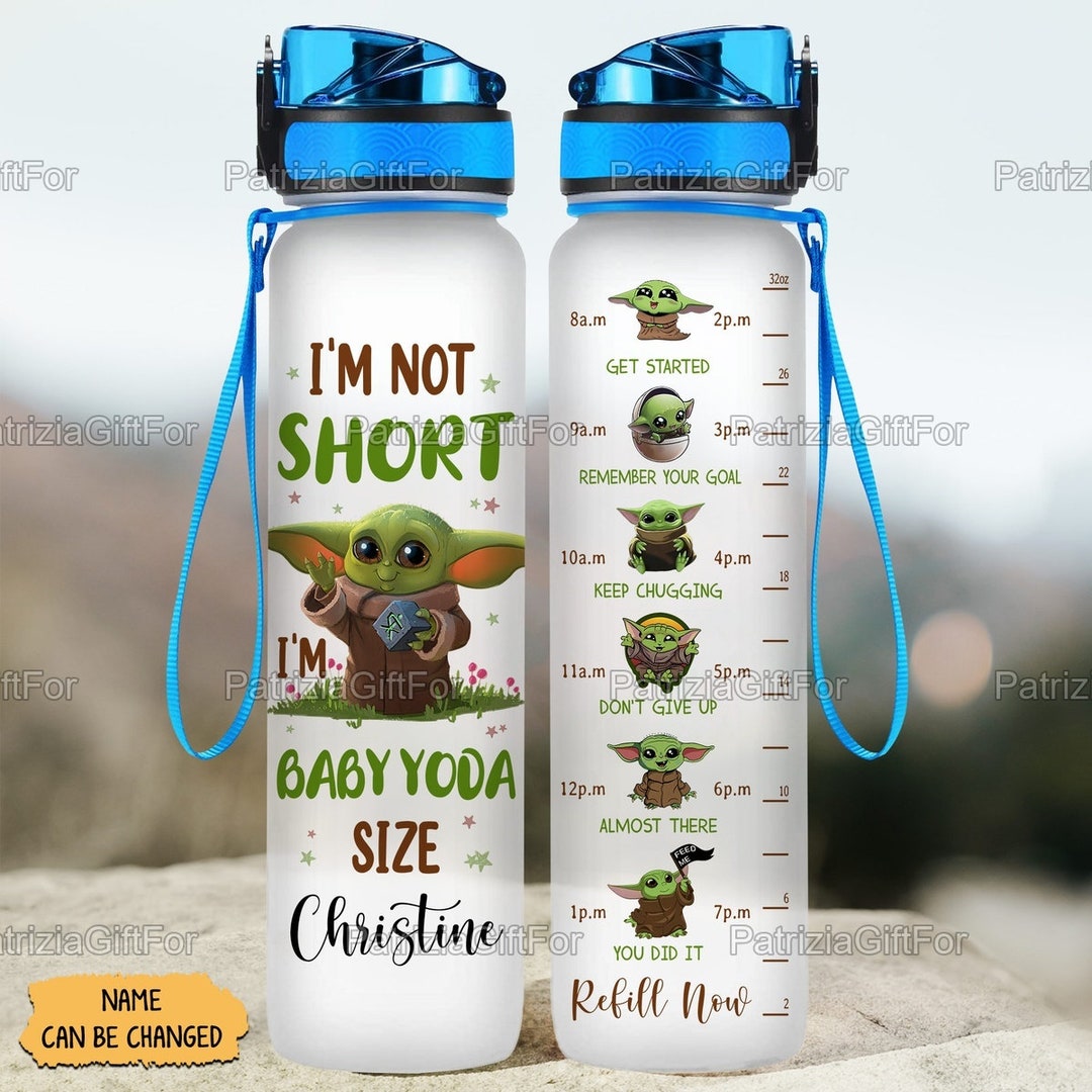Baby Yoda Water Tracker Bottle Personalized Baby Yoda Water Etsy