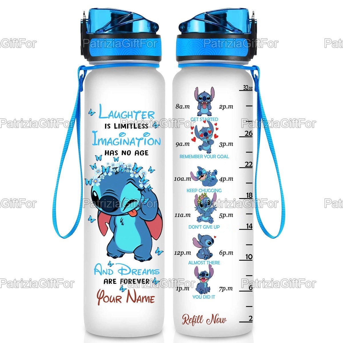 Stitch Water Tracker Bottle Cute Stitch Bottle Personalized - Etsy UK