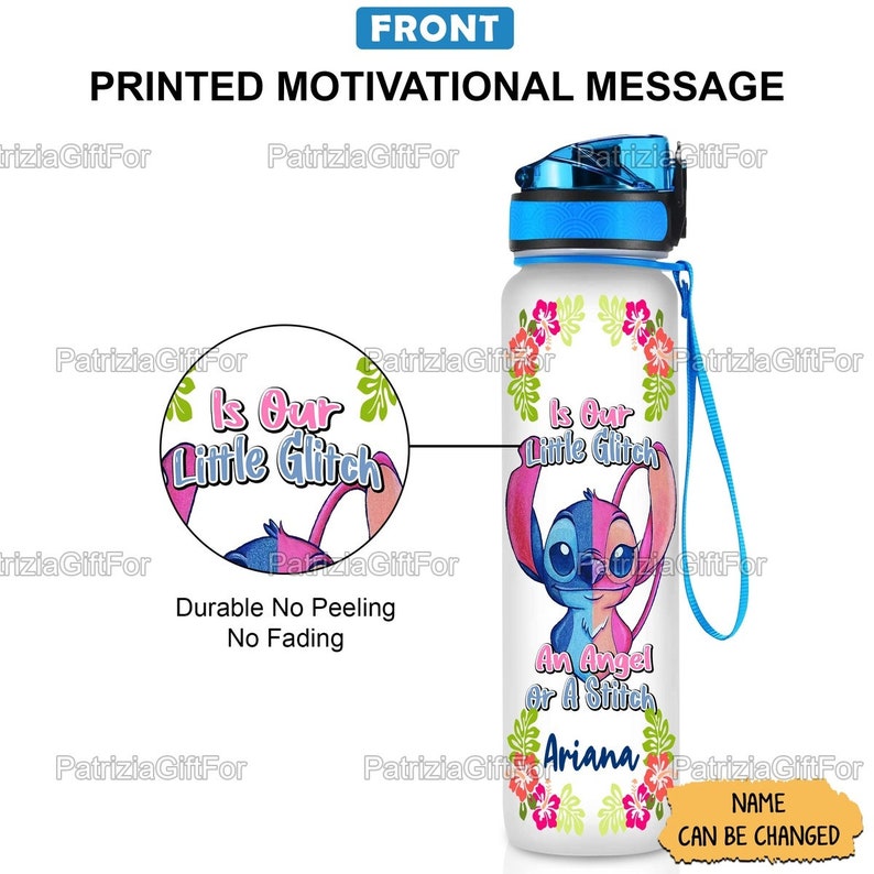 Stitch and Angel Water Tracker Bottle Stitch Water Bottle Etsy